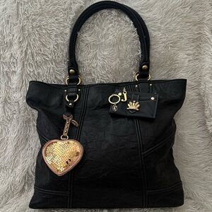 Juicy Couture 2009” Rare Y2K Black Lamb Leather Bag + Bonus Leather Wallet NWOT